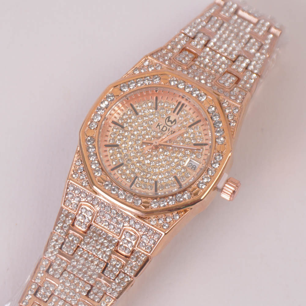 Women Stone Design Chain Wrist Watch Rosegold