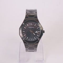 Mens Black Chain Wrist Watch Black Dial