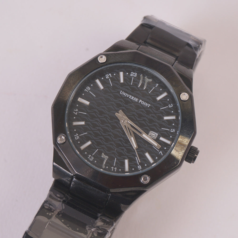 Mens Black Chain Wrist Watch Black Dial