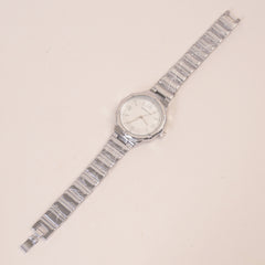 Women Stone Design Chain Wrist Watch Silver