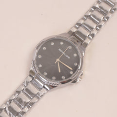 Women Stone Design Chain Wrist Watch Silver