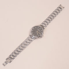 Women Stone Design Chain Wrist Watch Silver