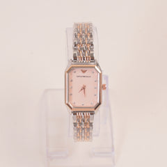 Two Tone Women Stone Design Chain Wrist Watch Rosegold