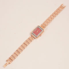 Women Stone Design Chain Wrist Watch Red Dial