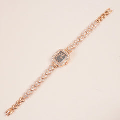 Woman Chain Wrist Watch Stone Design Rosegold