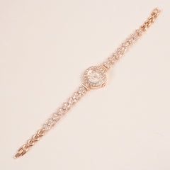 Woman Chain Wrist Watch Stone Design Rosegold