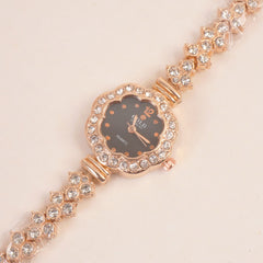 Woman Chain Wrist Watch Stone Design Rosegold