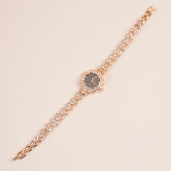 Woman Chain Wrist Watch Stone Design Rosegold