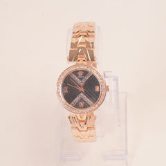 Women Chain Watch Rosegold Black