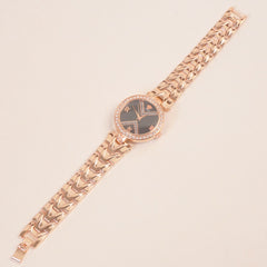 Women Chain Watch Rosegold Black