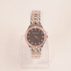 Two Tone Women Chain Wrist Watch Rosegold Black