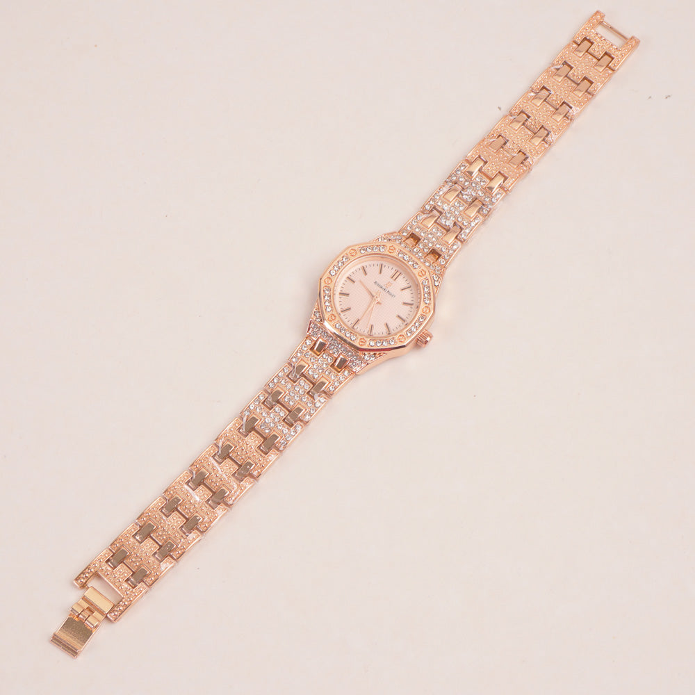 Women Chain Wrist Watch Rosegold Pink