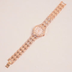 Women Chain Wrist Watch Rosegold Pink