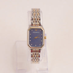 Two Tone Women Chain Wrist Watch Golden Blue