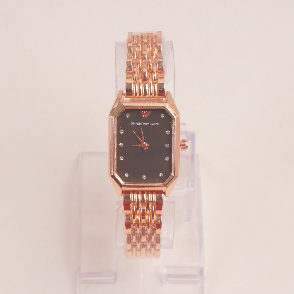 Women Chain Wrist Watch Rosegold Black