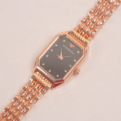 Women Chain Wrist Watch Rosegold Black