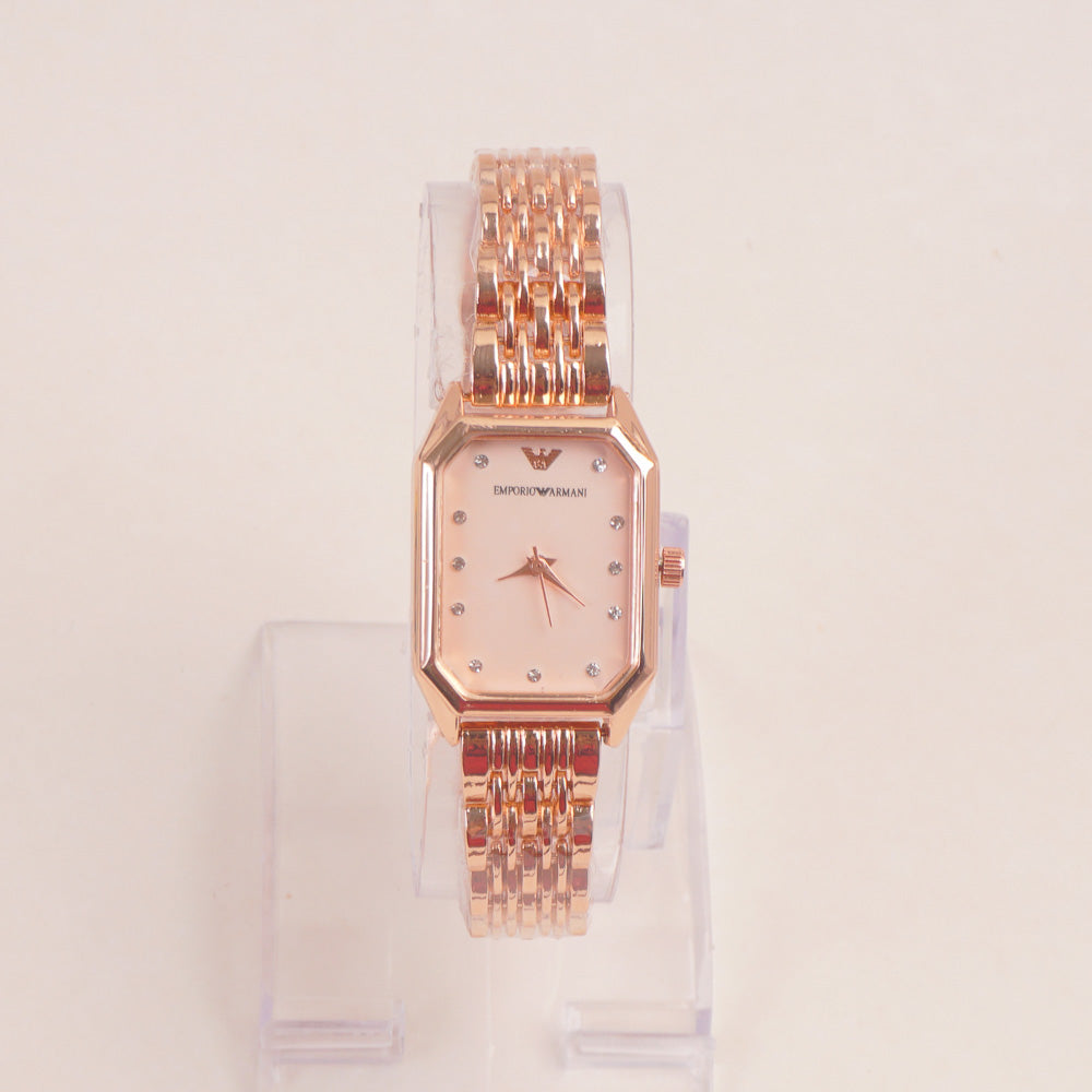 Women Chain Wrist Watch Rosegold Pink