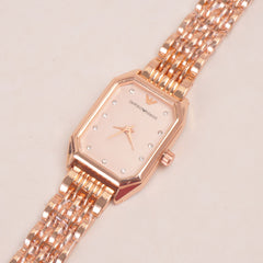 Women Chain Wrist Watch Rosegold Pink