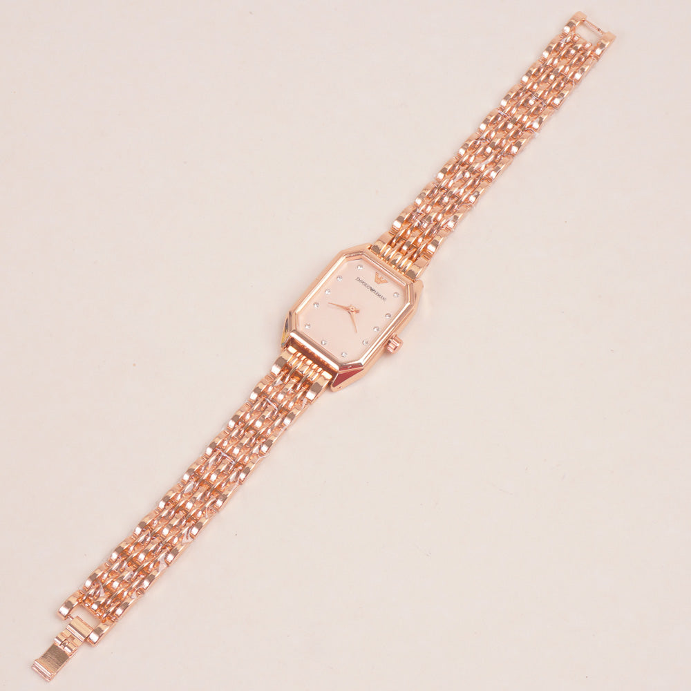 Women Chain Wrist Watch Rosegold Pink