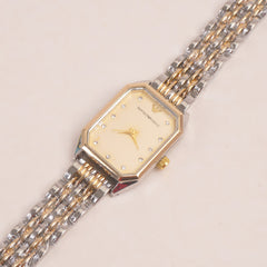 Two Tone Women Chain Wrist Watch Golden