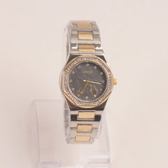 Two Tone Women Chain Wrist Watch Golden Black