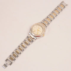 Two Tone Women Chain Wrist Watch Golden