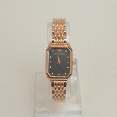 Women Chain Wrist Watch Rosegold Black