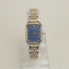 Two Tone Women Chain Wrist Watch Golden Blue