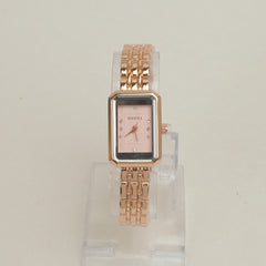 Women Stone Design Chain Wrist Watch Pink Dial