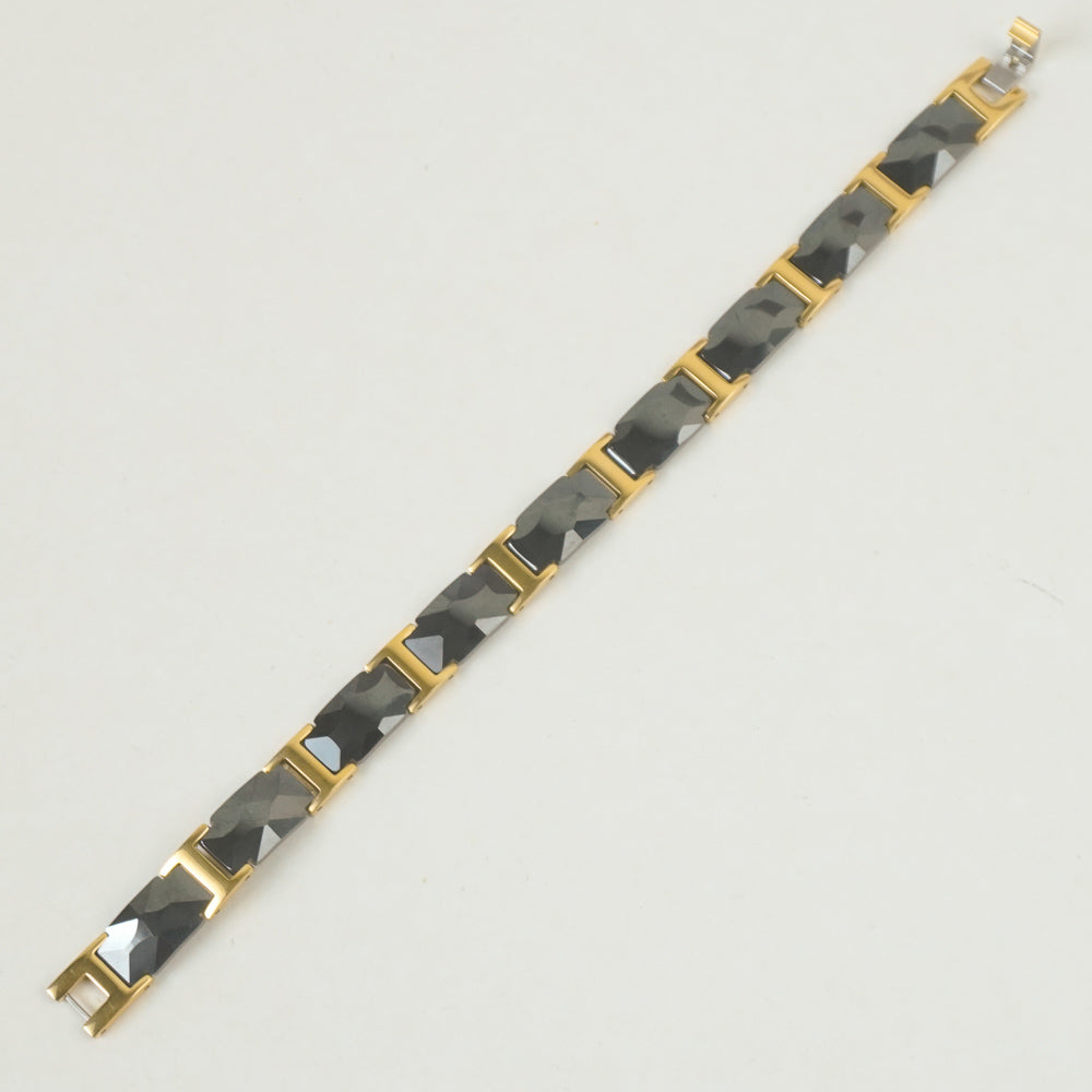 Mens Golden Black Chain Bracelet