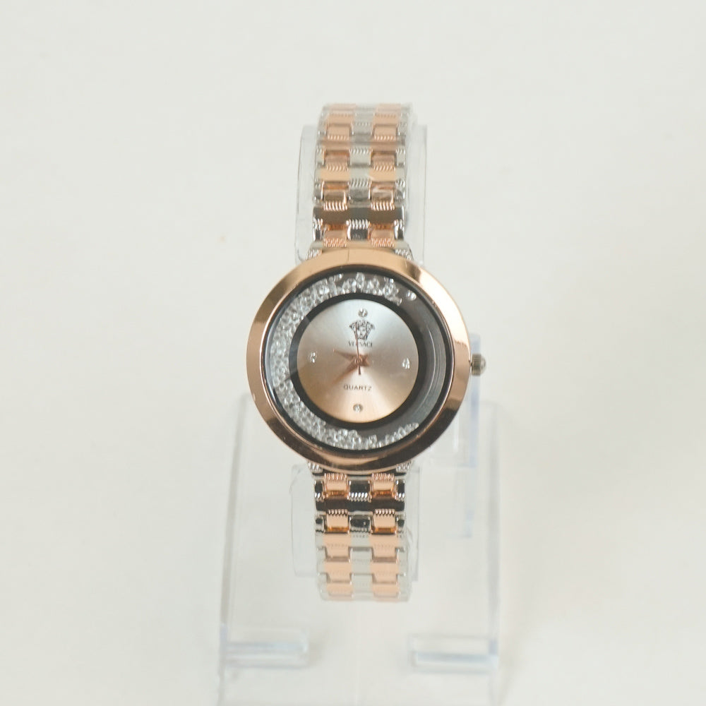 Two Tone Women Chain Watch Rosegold Silver