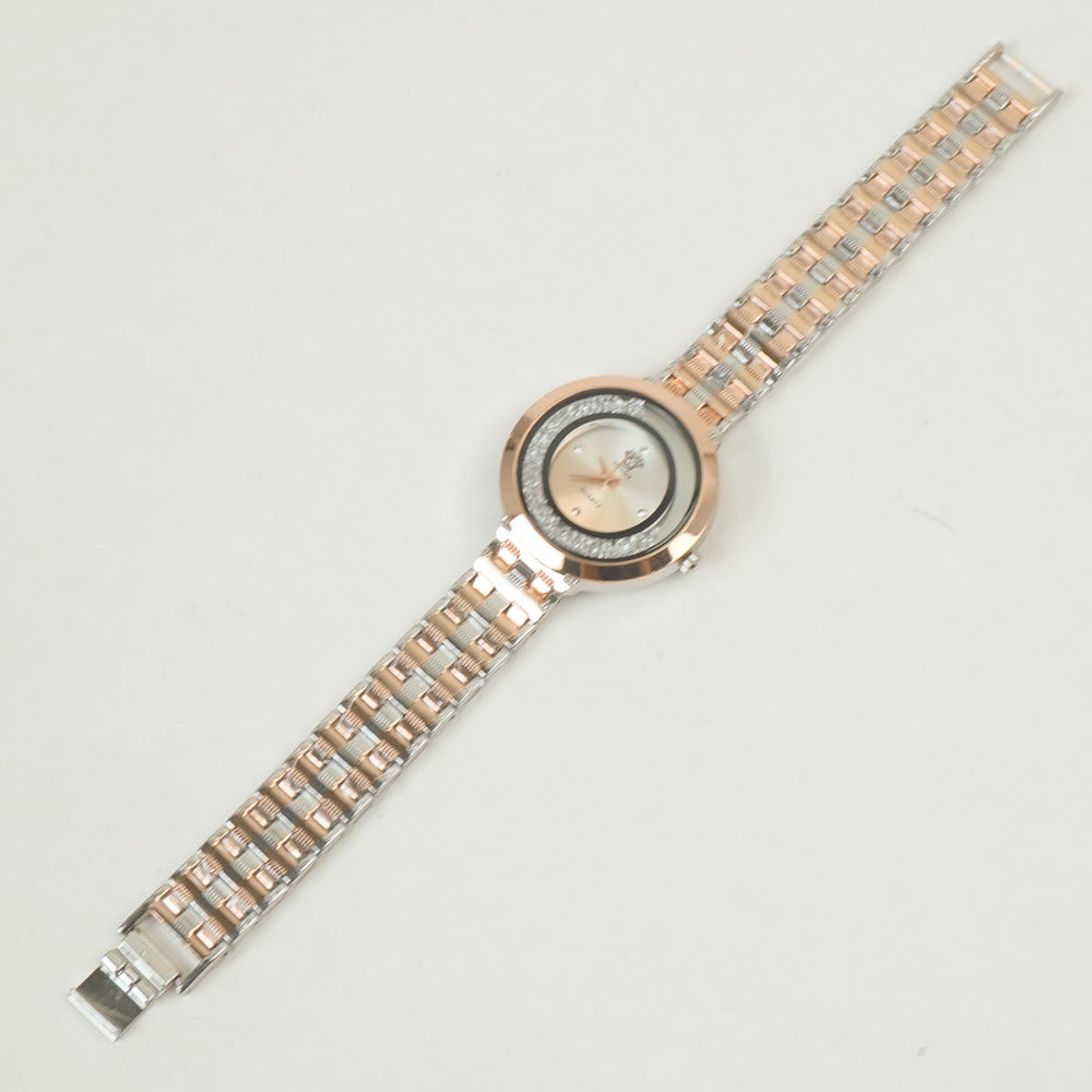 Two Tone Women Chain Watch Rosegold Silver