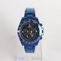 Mens Chain Wrist Watch Blue With Black Dial