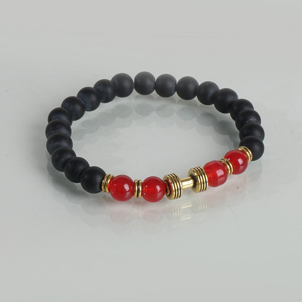 Beads Black & Red Bracelet Dumbbell Design