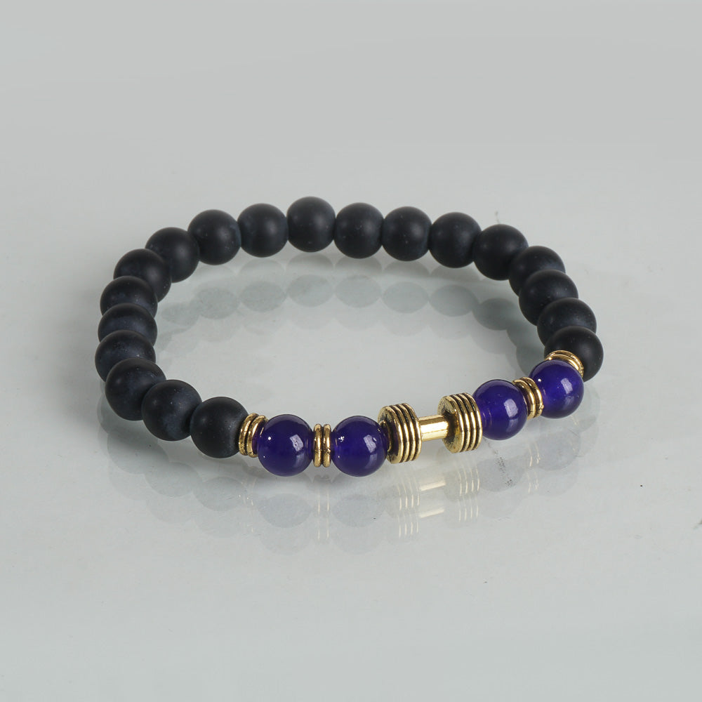 Beads Black & Blue Bracelet Dumbbell Design