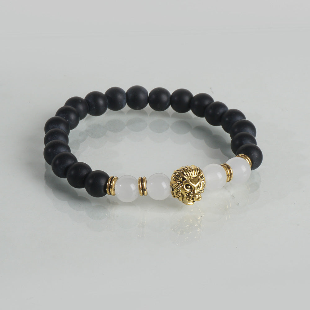 Beads Black & White Bracelet Lion Design