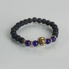 Beads Black & Blue Bracelet Lion Design