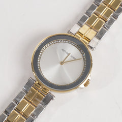 Two Tone Women Stylish Chain Wrist Watch Golden Silver MK W