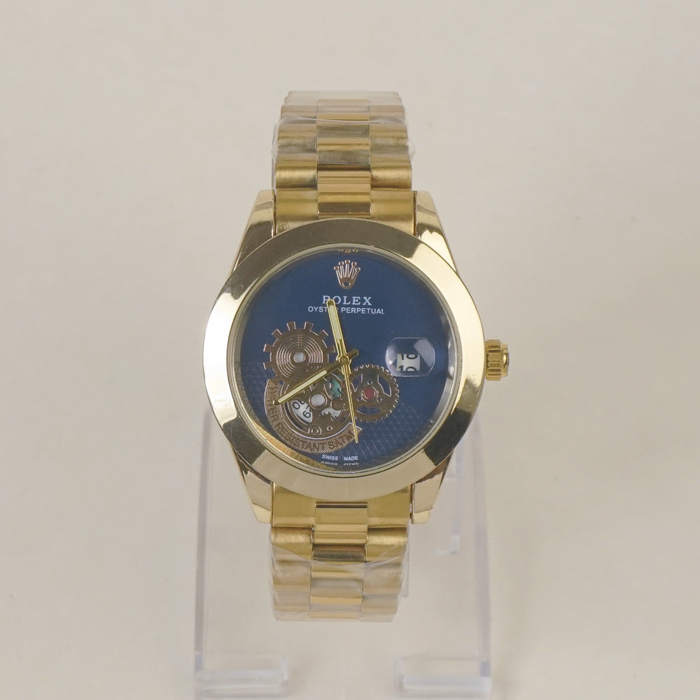 Golden Chain Wrist Watch Blue