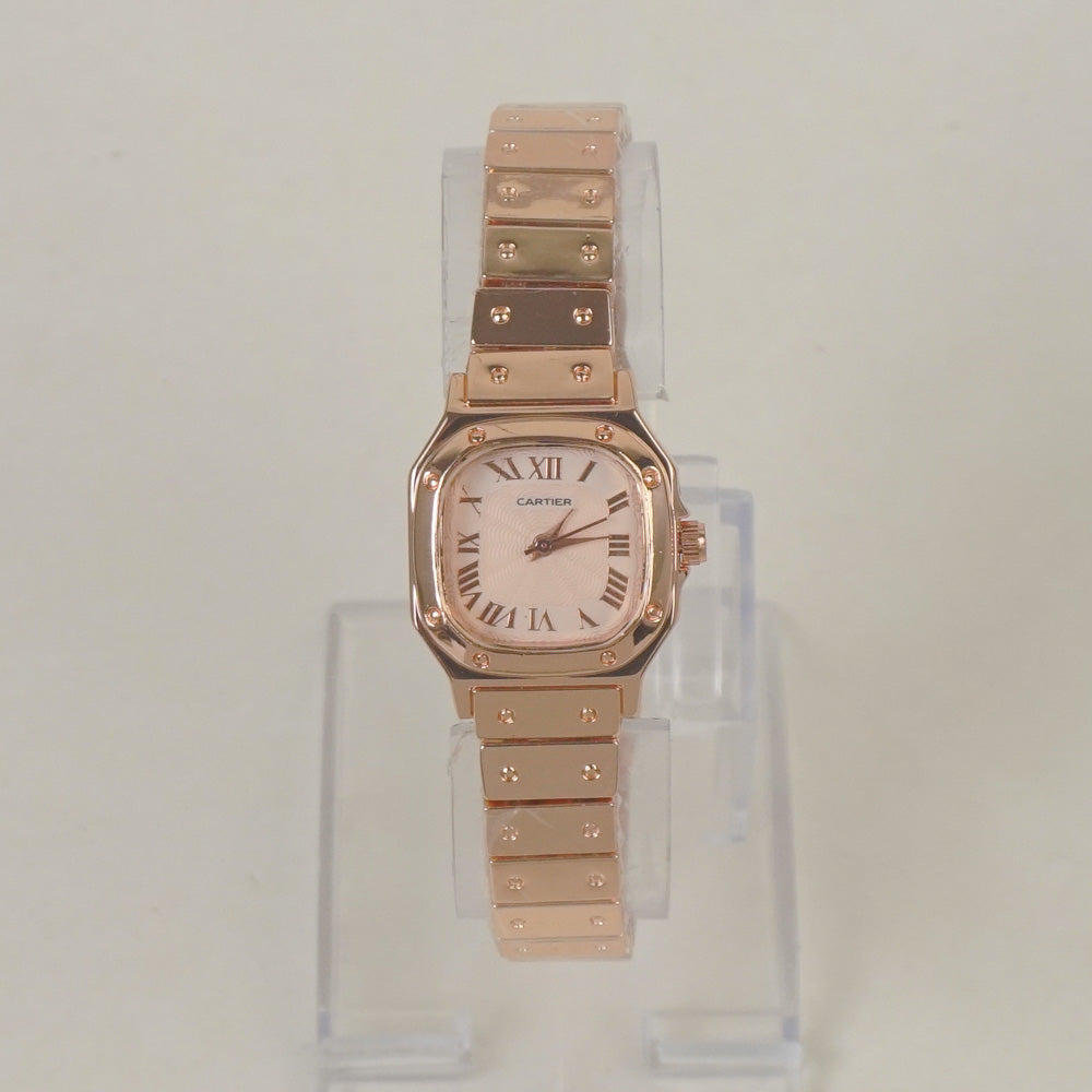 Women Stone Design Chain Wrist Watch Rosegold