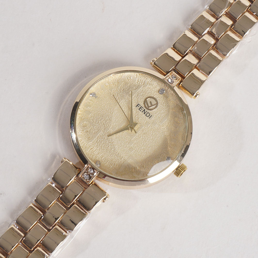 Womens Golden Chain Wrist Watch F