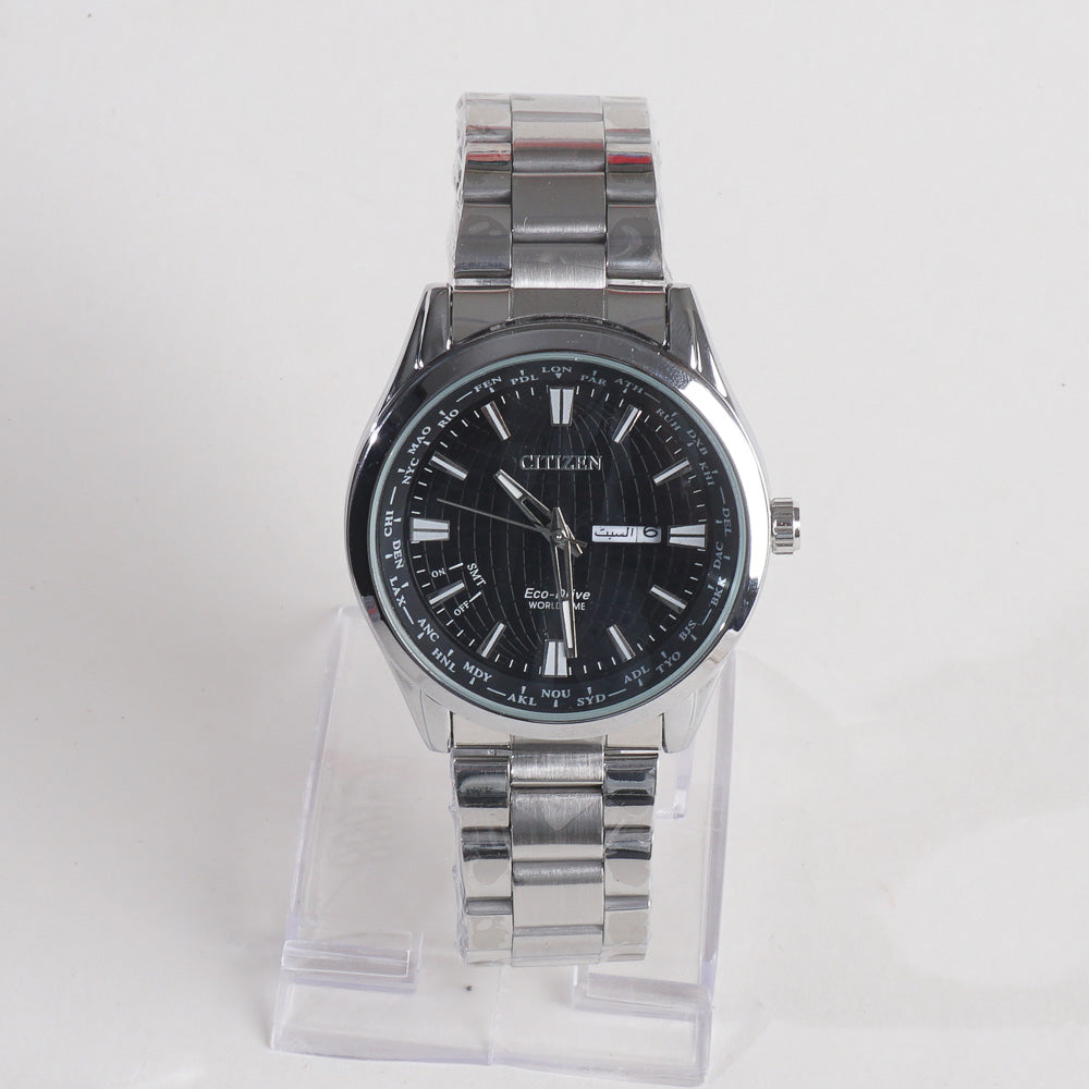 Silver Black Dial TBS-C Chain Watch