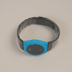 Two Tone Chain Digital LED Watch Black Cyan