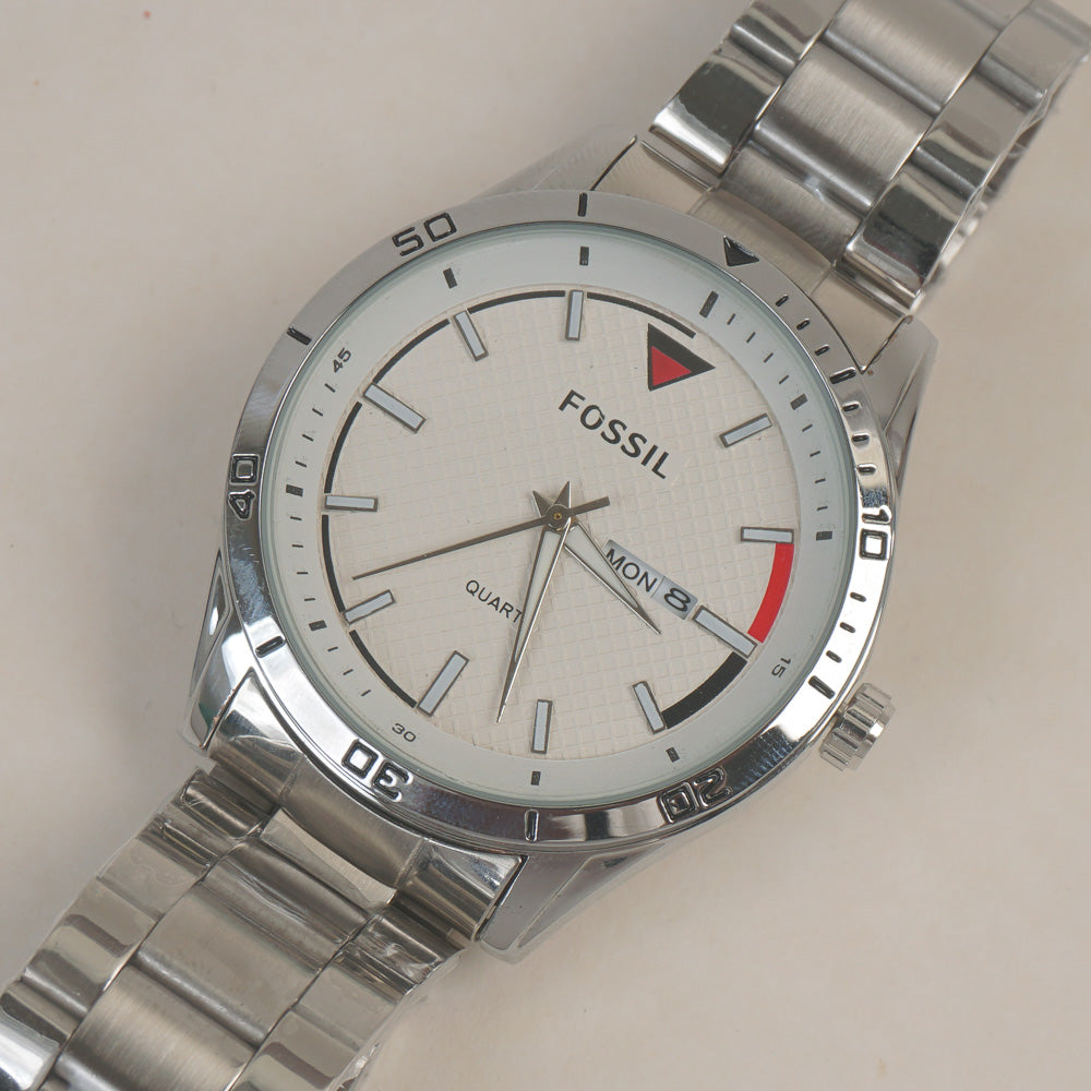 Man's Wrist Watch Silver White