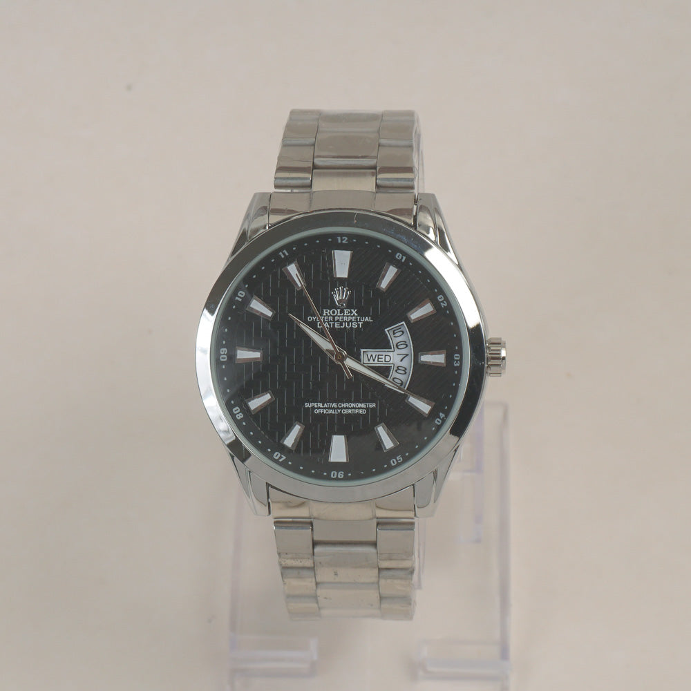 Man's Wrist Watch Silver Black