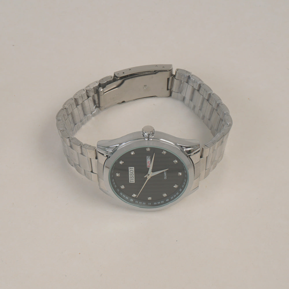 Man's Wrist Watch Silver Black