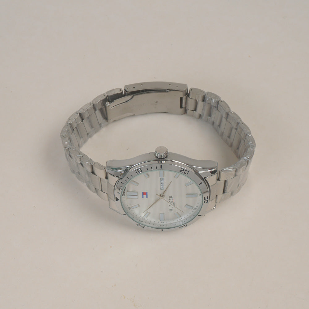 Man's Wrist Watch Silver White