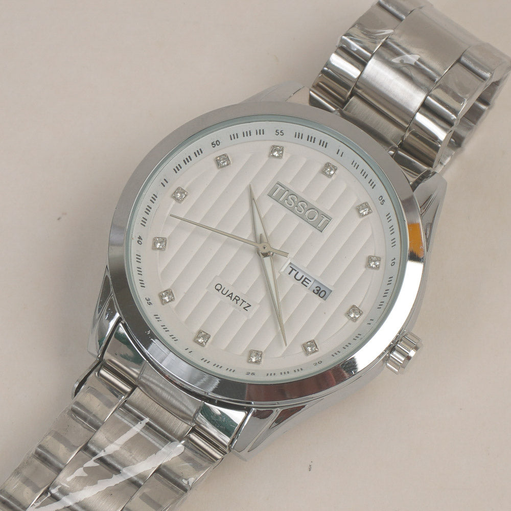 Man's Wrist Watch Silver White