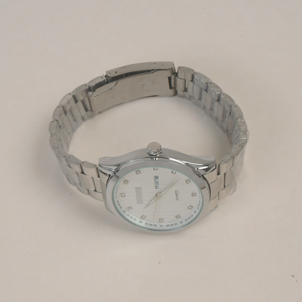 Man's Wrist Watch Silver White