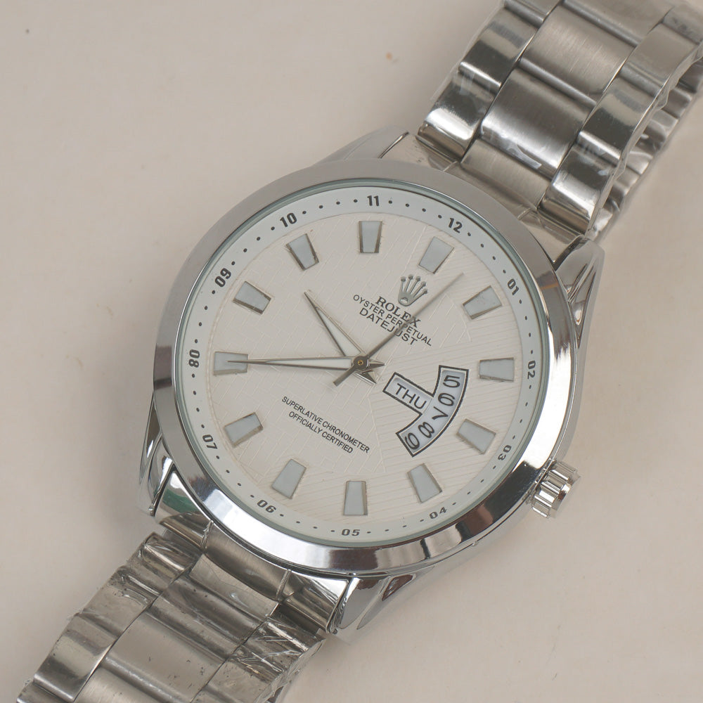 Man's Wrist Watch Silver White